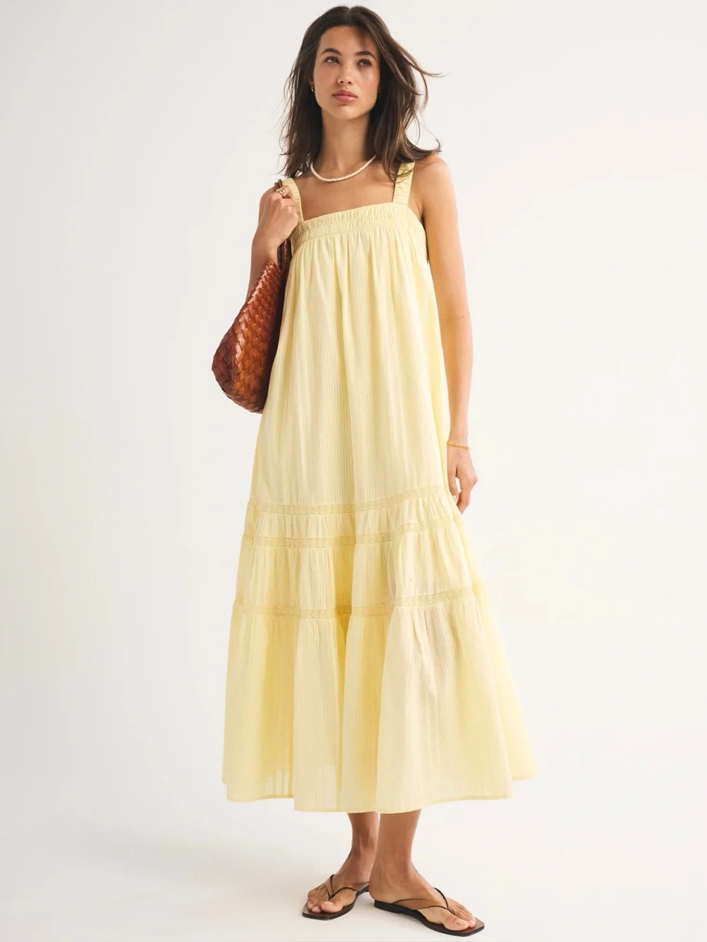 Abercrombie & Fitch 100% Cotton Tiered Flowy Maxi Dress